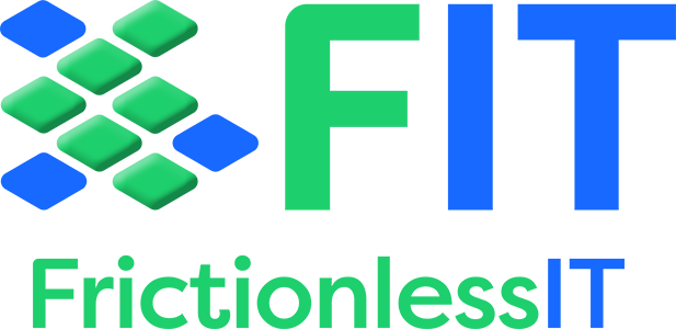 Frictionless IT logo in green and blue